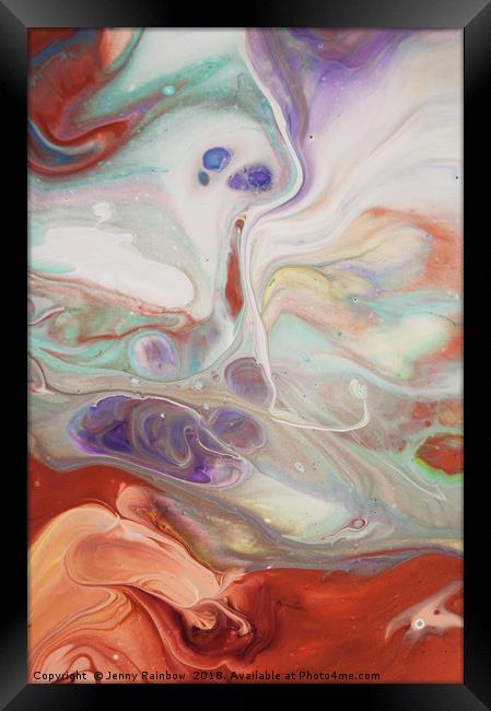 Alien Worlds. Vertical. Abstract Fluid Acrylic Pai Framed Print by Jenny Rainbow