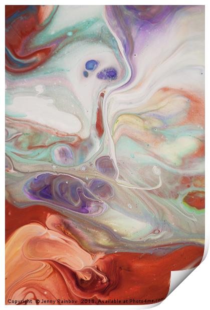 Alien Worlds. Vertical. Abstract Fluid Acrylic Pai Print by Jenny Rainbow