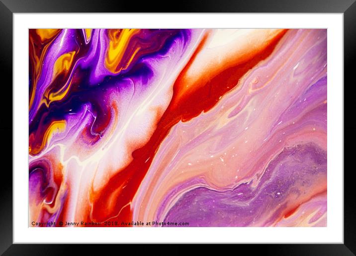 Copper and Purple Flow Streams. Abstract Fluid Acr Framed Mounted Print by Jenny Rainbow