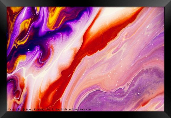 Copper and Purple Flow Streams. Abstract Fluid Acr Framed Print by Jenny Rainbow
