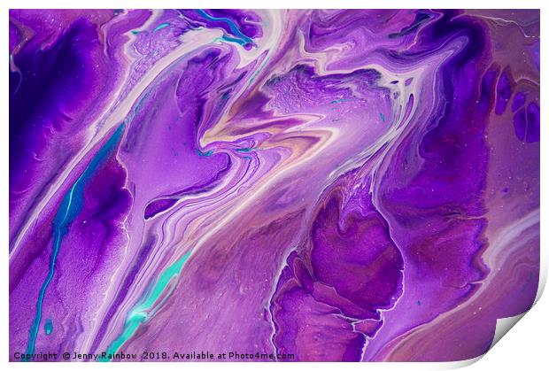 Pacific Ocean Flows. Abstract Fluid Acrylic Painti Print by Jenny Rainbow