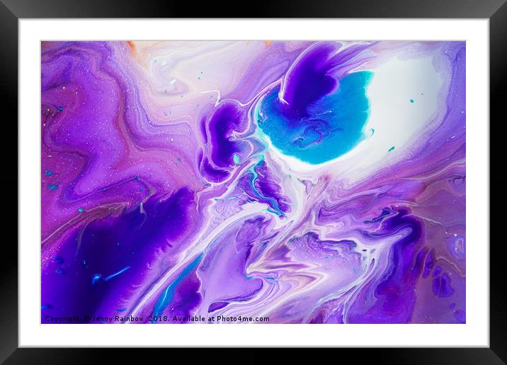 Turquoise and Purple Flow Streams. Abstract Fluid  Framed Mounted Print by Jenny Rainbow