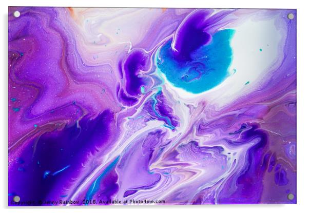 Turquoise and Purple Flow Streams. Abstract Fluid  Acrylic by Jenny Rainbow