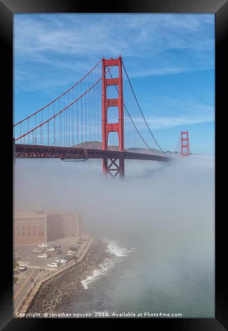 Fog & The Golden Gate Framed Print by jonathan nguyen