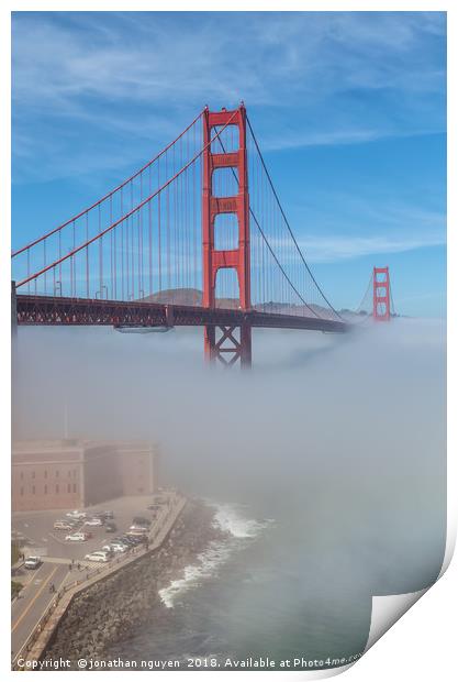Fog & The Golden Gate Print by jonathan nguyen