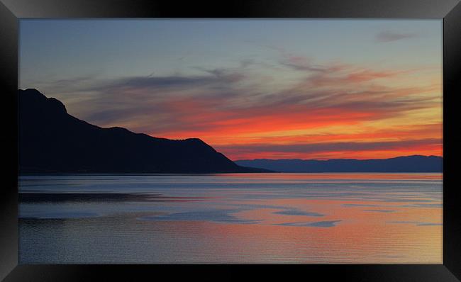 Sunset, view from Montreaux, Switzerland Framed Print by Linda More