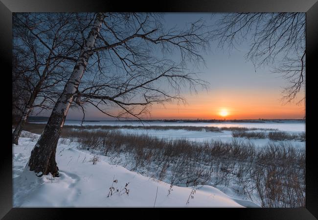 Sunset in the valley Framed Print by Dobrydnev Sergei