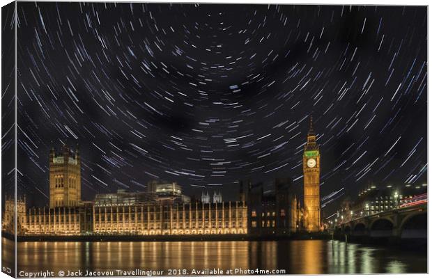 Big Ben star trails Canvas Print by Jack Jacovou Travellingjour