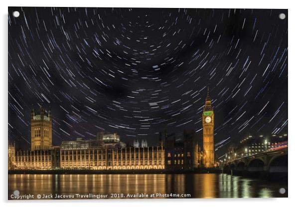 Big Ben star trails Acrylic by Jack Jacovou Travellingjour