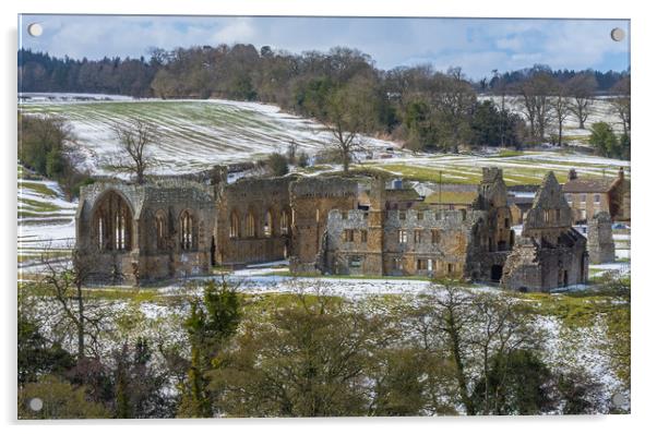 Egglestone Abbey in Winter Acrylic by Jim Wood