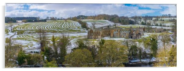 Egglestone Abbey in the snow at Barnard Castle Acrylic by Jim Wood