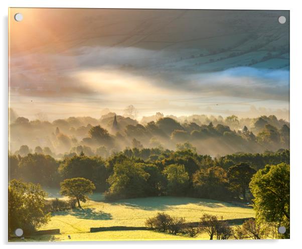 Edale sunrise, Peak District, Derbyshire Acrylic by John Finney