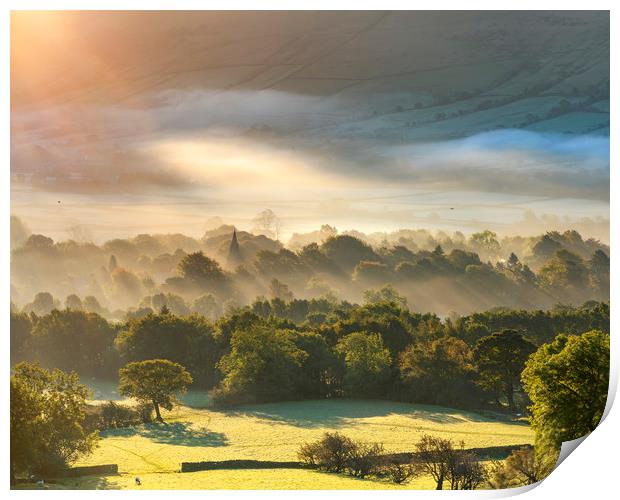 Edale sunrise, Peak District, Derbyshire Print by John Finney