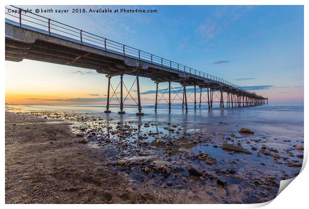 Saltburn as the sun goes down Print by keith sayer