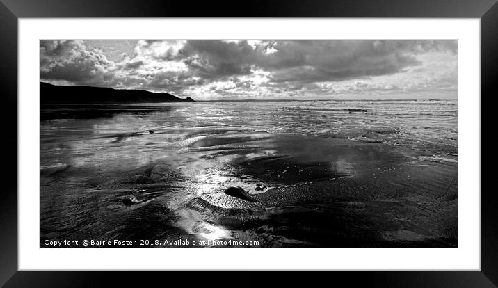 Newgale Reflections Framed Mounted Print by Barrie Foster