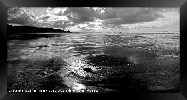 Newgale Reflections Framed Print by Barrie Foster