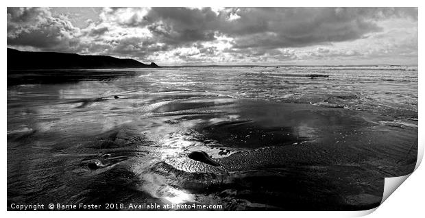 Newgale Reflections Print by Barrie Foster