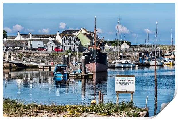 Boats at Irvine Harbour Print by Valerie Paterson