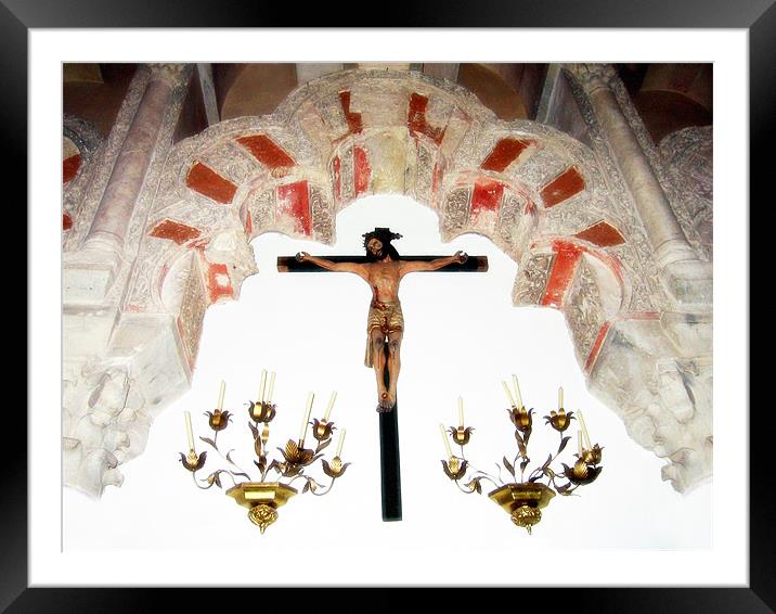 Jesus Christ crucifiction, Mezquita, Cordoba Framed Mounted Print by Linda More
