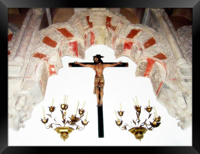 Jesus Christ crucifiction, Mezquita, Cordoba Framed Print by Linda More