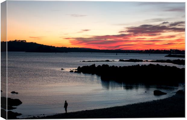 Plymouth Sound Sunset Canvas Print by Jon Rendle