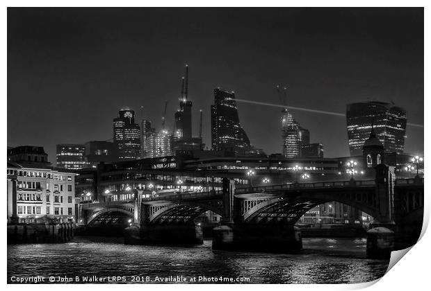 Southwark Bridge and the City of London from the S Print by John B Walker LRPS