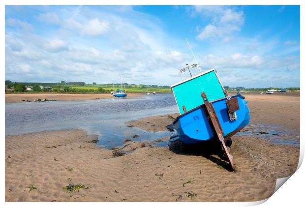 Boat in Alnmouth Harbour Print by Jean Gill
