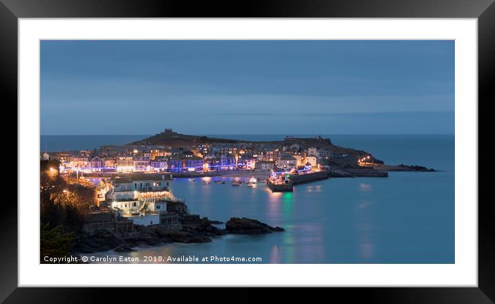 Christmas Lights at St Ives Framed Mounted Print by Carolyn Eaton