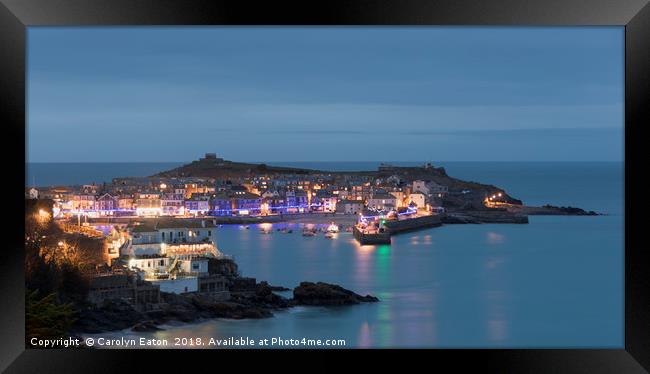 Christmas Lights at St Ives Framed Print by Carolyn Eaton