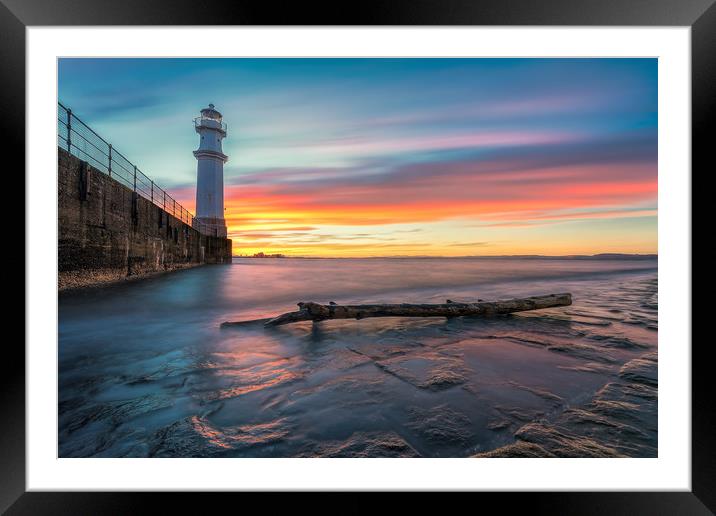 Sunset over Newhaven Lighthouse Framed Mounted Print by Miles Gray