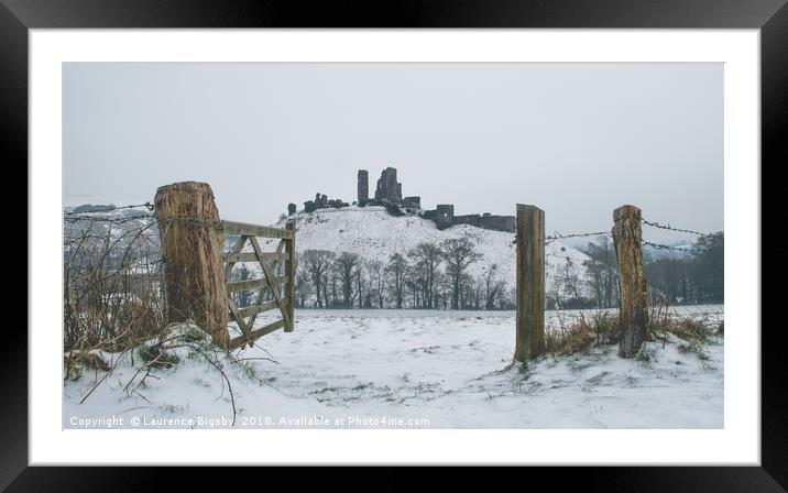 Snowy Castle on the Hill Framed Mounted Print by Laurence Bigsby