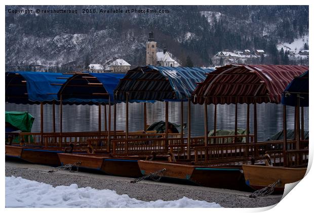 Pletna Boats At Bled Lake Print by rawshutterbug 
