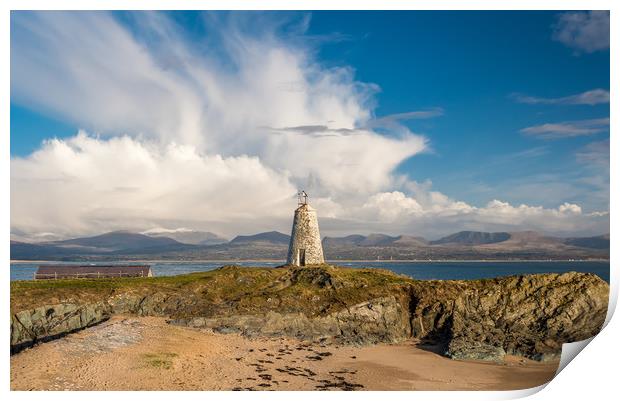 The Old  Beacon on Llanddwyn Island, Anglesey Print by Colin Allen
