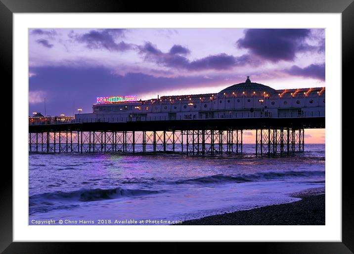 Brighton Pier - Sunset to dusk Framed Mounted Print by Chris Harris