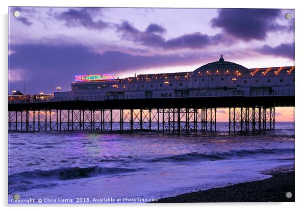 Brighton Pier - Sunset to dusk Acrylic by Chris Harris