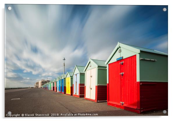 Brighton Beach Huts Acrylic by Slawek Staszczuk