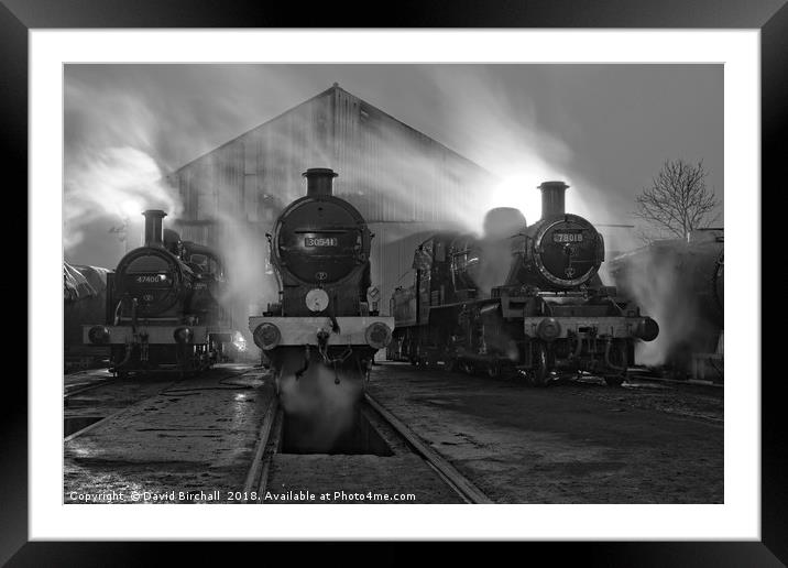 Steam shed at dusk. Framed Mounted Print by David Birchall