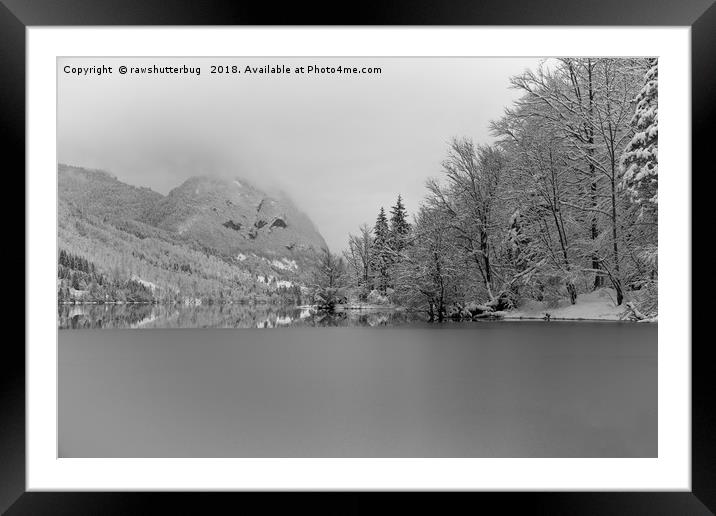 Partly Frozen Lake Bohinj Mono Framed Mounted Print by rawshutterbug 