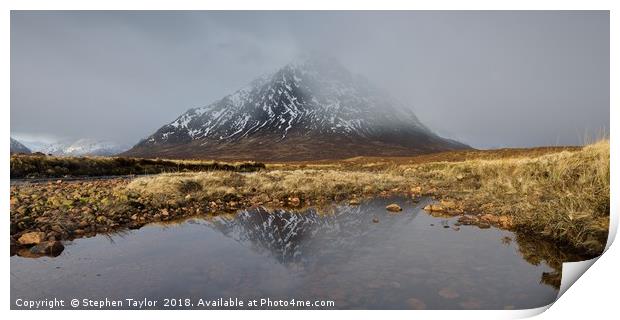 Buachaille Etive Mor Reflections Print by Stephen Taylor