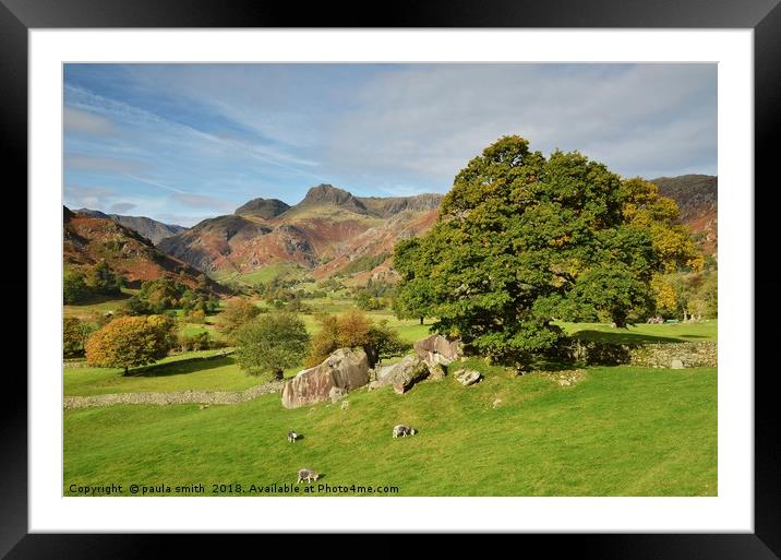 Langdale Boulders Framed Mounted Print by paula smith