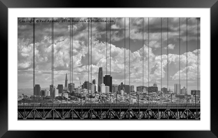 San Fransisco  Skyline over the Golden Gate Bridge Framed Mounted Print by Paul Appleby