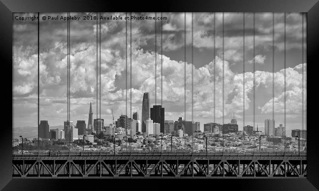 San Fransisco  Skyline over the Golden Gate Bridge Framed Print by Paul Appleby