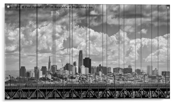 San Fransisco  Skyline over the Golden Gate Bridge Acrylic by Paul Appleby