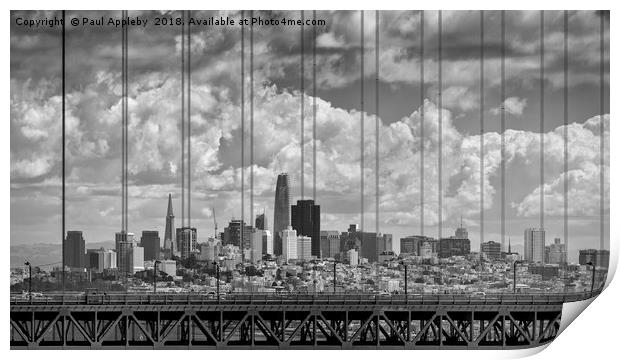 San Fransisco  Skyline over the Golden Gate Bridge Print by Paul Appleby