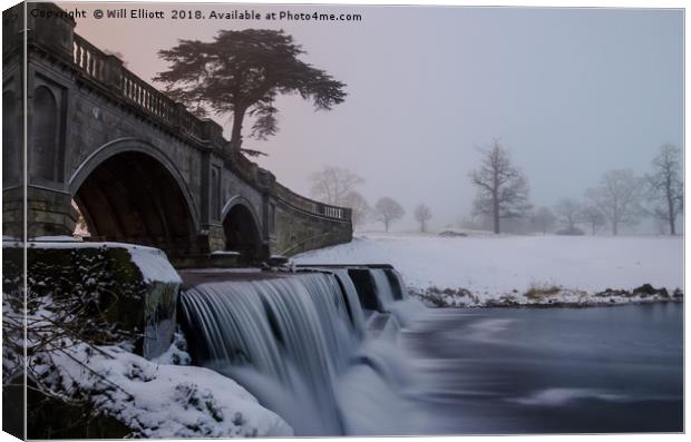Snowfalls under the bridge Canvas Print by Will Elliott