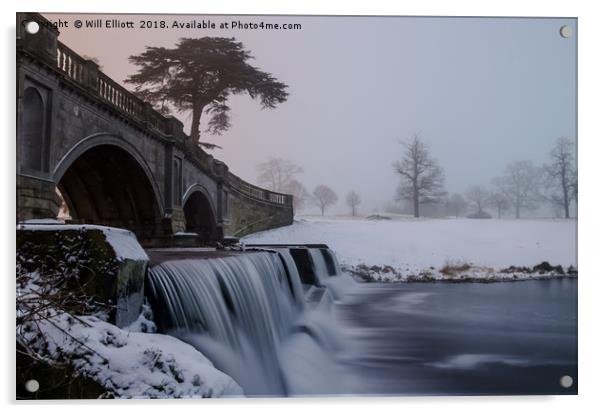 Snowfalls under the bridge Acrylic by Will Elliott