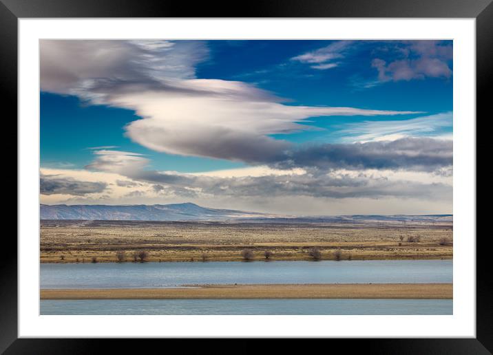 Sandbar and Sweeping Sky, Columbia River Framed Mounted Print by David Roossien