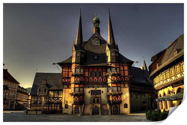 The Rathaus of Wernigerode Print by Rob Hawkins
