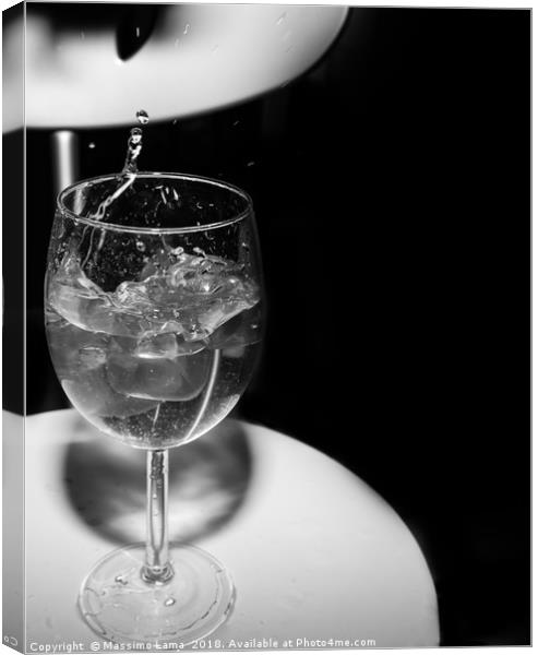  glass with ice cubes on white background Canvas Print by Massimo Lama