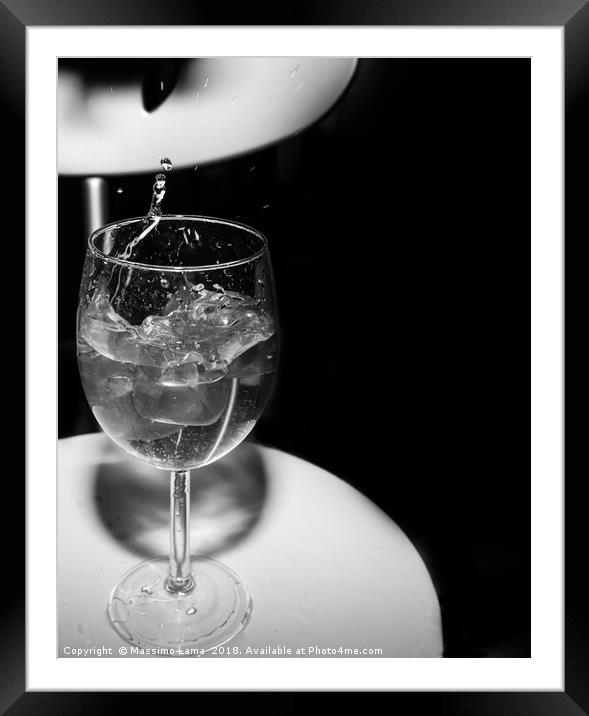  glass with ice cubes on white background Framed Mounted Print by Massimo Lama